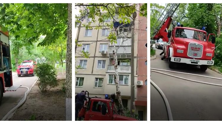 VIDEO Balconul unui apartament de la Ciocana – cuprins de flăcări. Salvatorii au evacuat un bărbat
