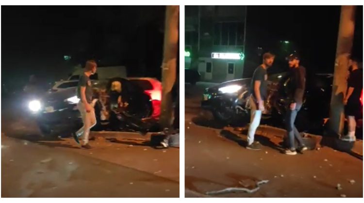 VIDEO Boț de fiare în sectorul Botanica! Șoferul unui BMW a ajuns la spital, după ce s-a tamponat într-un pilon
