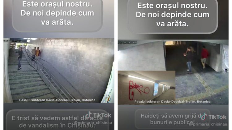 VIDEO Vandalism în Capitală! Poliția caută tinerii care au murdărit un pasaj subteran de la Botanica