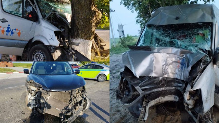 FOTO Detalii despre accidentul de la Coșnița. Șoferul microbuzului – operat de urgență. Cine ar fi vinovat de impact?