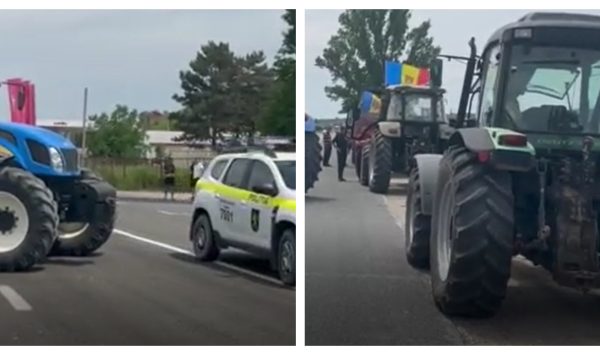 VIDEO de la Leușeni! Fermierii care protestează au blocat o bandă de circulație