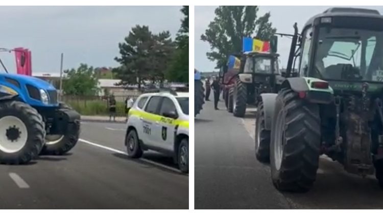 VIDEO de la Leușeni! Fermierii care protestează au blocat o bandă de circulație