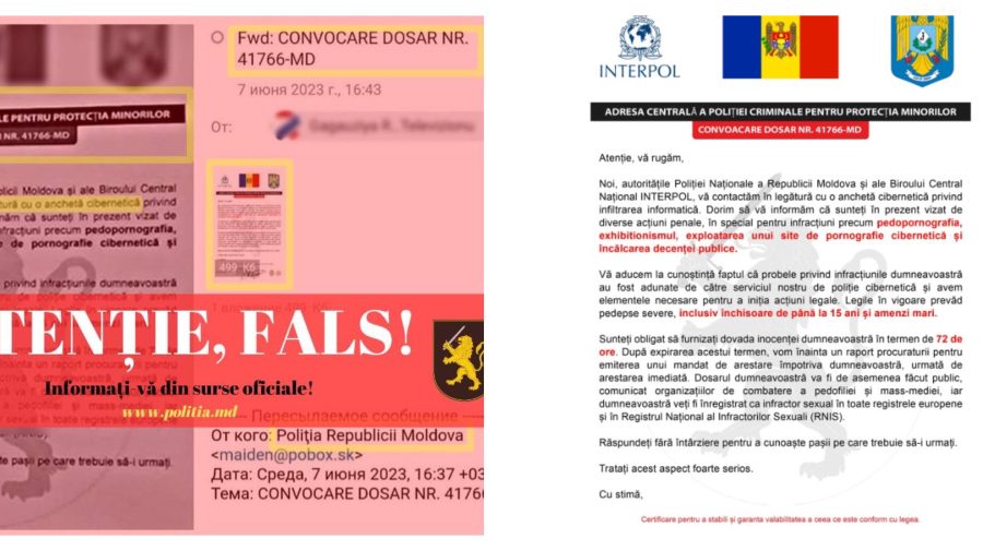 FOTO Un nou mesaj, trimis moldovenilor. Poliția: Infractorii cibernetici expediază citaţii false