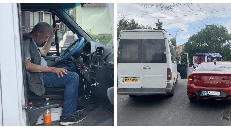 VIDEO Un şofer de microbuz din Chișinău a provocat un accident. Era beat criță
