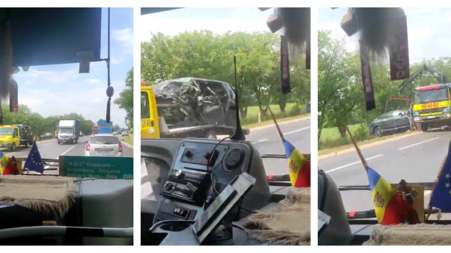 VIDEO Accident la Sîngerei, cu implicare unui BMW. Doi șoferi au avut nevoie de îngrijiri medicale