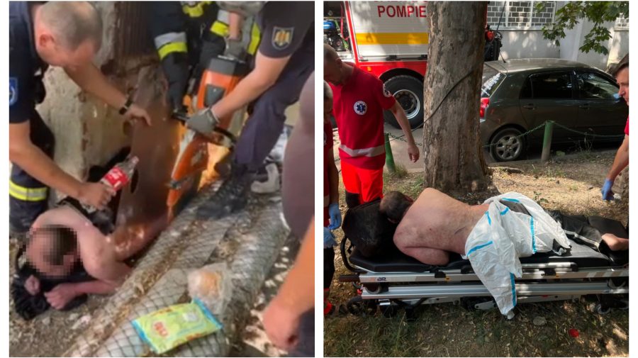 VIDEO Incident în sectorul Botanica! Un bărbat a căzut peste o țeavă metalică ascuțită