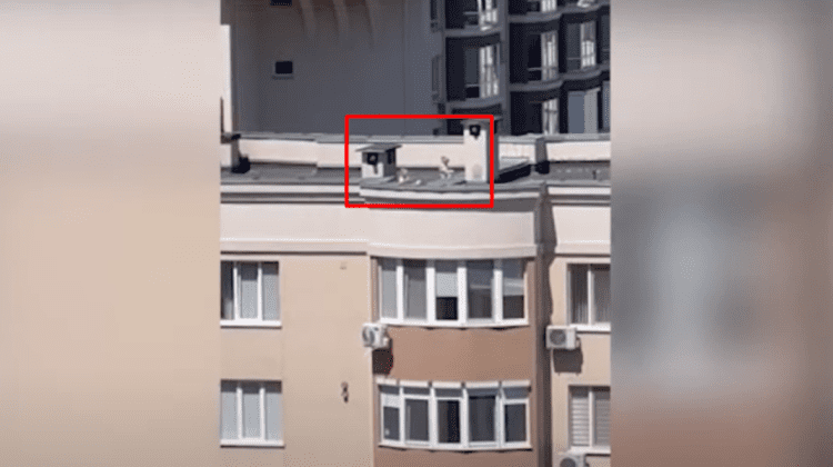 VIDEO Rămâi perplex! Momentul în care doi copii se joacă pe acoperișul unui bloc locativ
