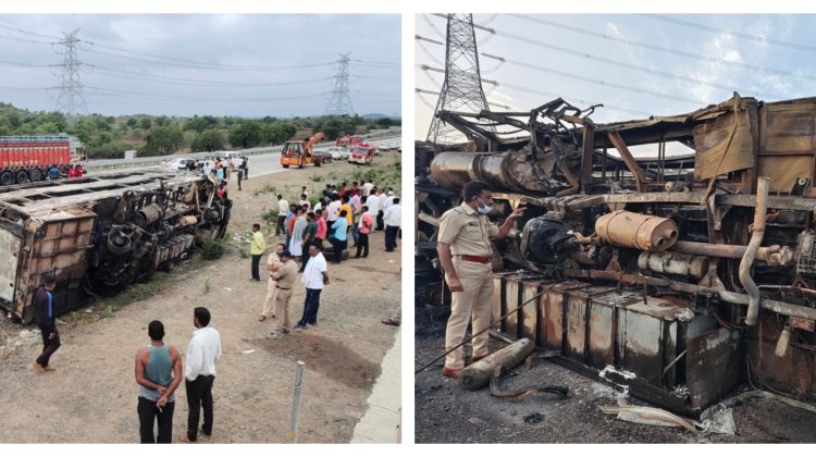 IMAGINI de groază din India, după ce un autobuz a luat foc. Cel puțin 25 persoane au murit