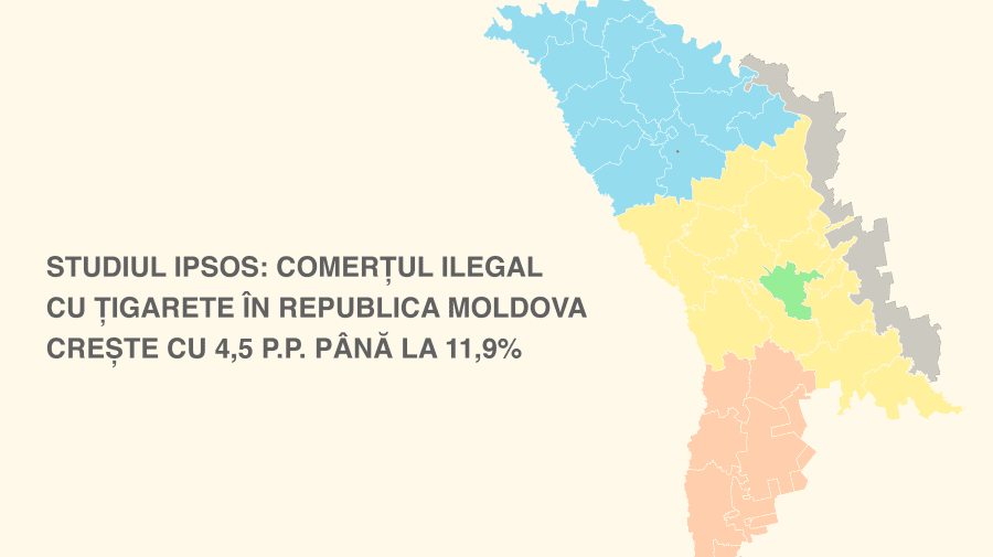 Comerțul ilegal cu țigarete în Republica Moldova crește cu 4,5 p.p. până la 11,9%