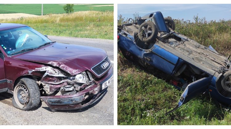 FOTO, VIDEO Șoferul unui Volkswagen s-a tamponat cu un Audi, la Sîngerei. Cum arată mașinile după accident