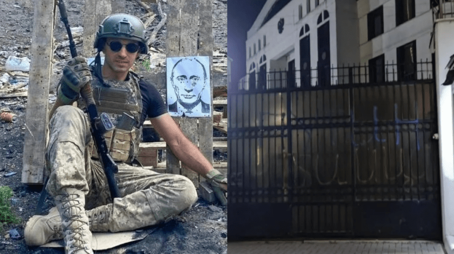 Rusul care a scris pe porțile Ambasadei Rusiei de la Chișinău „Putin-ucigaș” a fost rănit în război: „Glorie Ucrainei!”