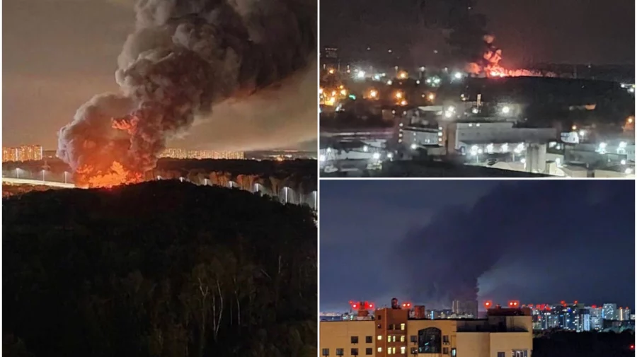 VIDEO Un depozit din Rusia, aflat în apropierea reședinței lui Putin a luat foc