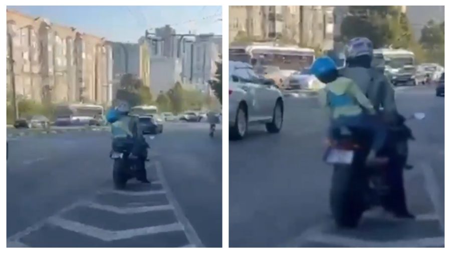 VIDEO Iresponsabilitate maximă! Un bărbat a luat un minor în calitate de pasager, pe motocicletă