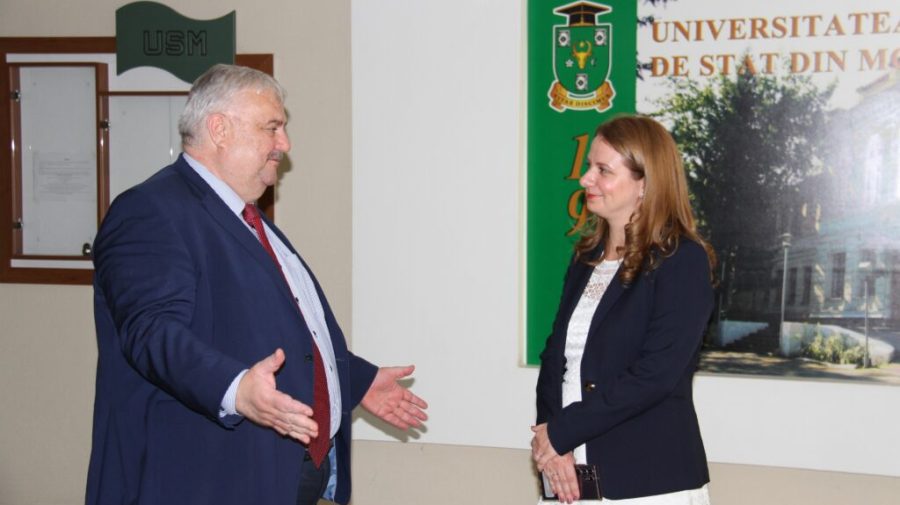 FOTO Ministra română a Educației a pășit pragul USM! Discuții cu Igor Șarov despre cooperări și parteneriate
