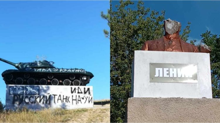 FOTO Două monumente sovietice – vandalizate: Tancul de la Corneşti, trimis la origini, iar Lenin, „decapitat” la Edineț