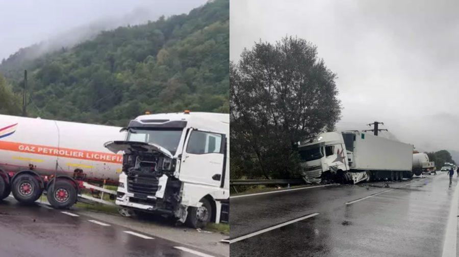 FOTO Cisterna firmei care deținea stația de la Crevedia a provocat un accident grav în Vâlcea. Localnicii, evacuați