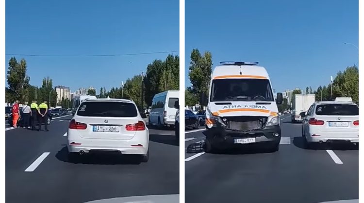 VIDEO Accident cu implicarea unei ambulanțe pe strada Calea Moșilor. Ce spune poliția