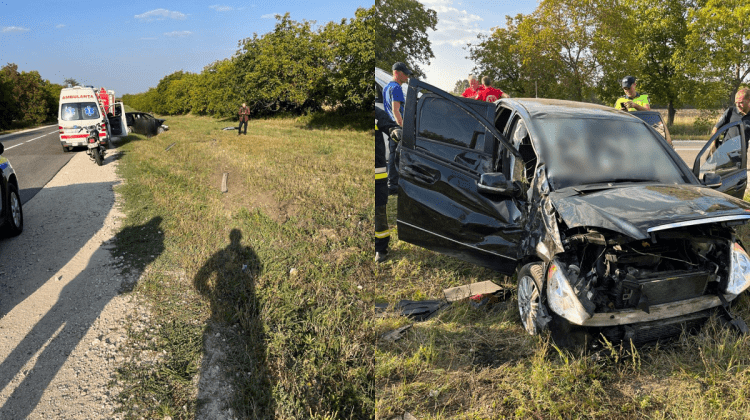 FOTO Accident tragic la Edineț. Un șofer a murit după ce s-a răsturnat cu mașina