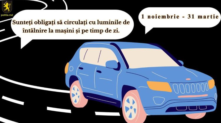Șoferi, nu uitați! Începând de miercuri, 1 noiembrie, se circulă cu farurile aprinse şi pe timp de zi