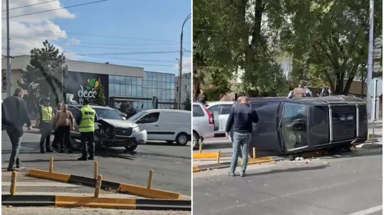 VIDEO, FOTO Un Mercedes și un Hyundai, implicate într-un accident rutier. Unde s-a întâmplat totul