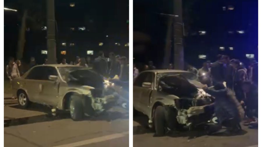 VIDEO care te lasă fără cuvinte. Un automobil a fost făcut zob în sectorul Buiucani