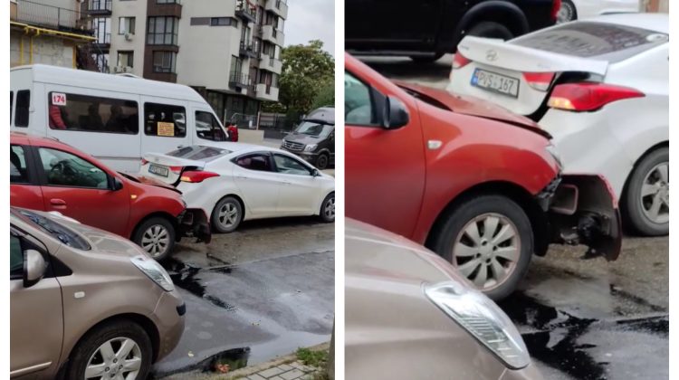 VIDEO Trei dintr-o lovitură. Accident în lanț pe strada Sarmizegetusa
