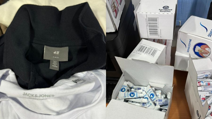 FOTO cu articole de contrabandă dintr-un Mercedes: Cutii burdușite cu Sensodyne și H&M, aduse din Germania în Moldova