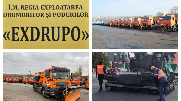 FOTO Zeci de muncitori au grijă de infrastructura drumurilor din Chișinău. Câte autospeciale are în dotare „Exdrupo”