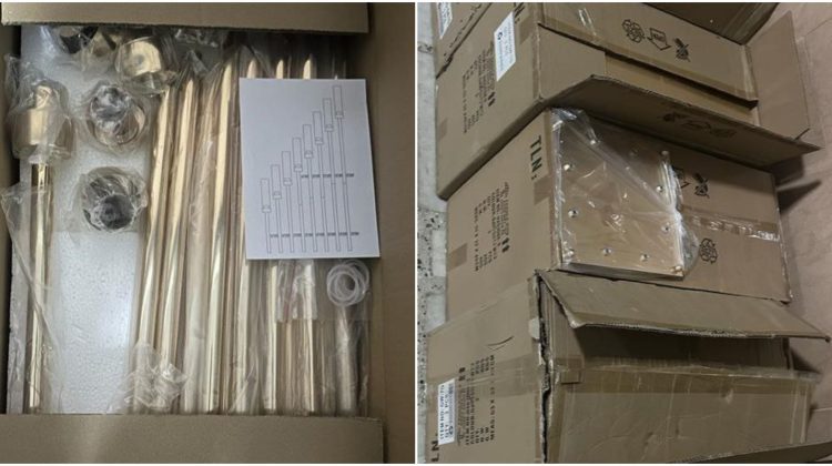 FOTO Șoferul a uitat să le declare? Zeci de candelabre, ascunse într-un Ford care venea din România