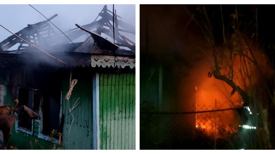 FOTO Pericol la Rîșcani. Pompierii au scos o butelie de gaz dintr-o casă cuprinsă de flăcări