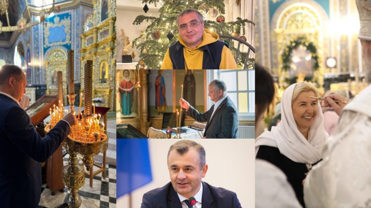 Cu FOTO din biserică, politicienii moldoveni ne urează pace şi sănătate de Crăciun pe vechi. Mesajele opoziţiei