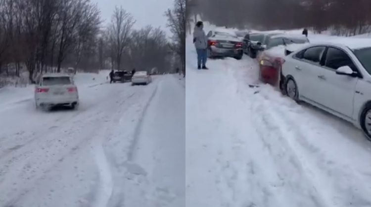 ”Strada Studenților e patinoar”. VIDEO cu mai multe mașini accidentate în oraș, publicate de un deputat PAS