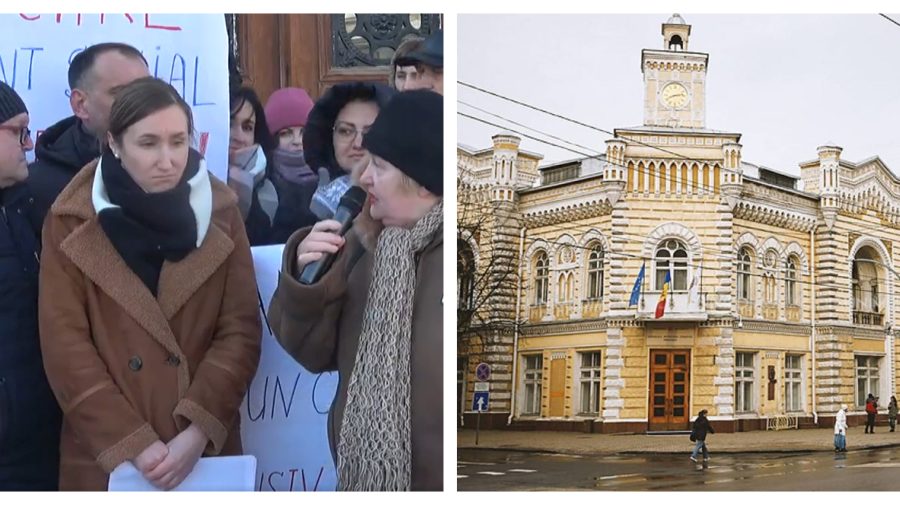 VIDEO Consilierii PAS și asistenții sociali au protestat în fața Primăriei Chișinău. Reacția municipalității
