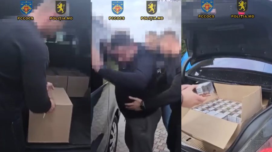 VIDEO Microbuz ticsit cu țigări de contrabandă, oprit în Chișinău. Marfa urma să ajungă în UE