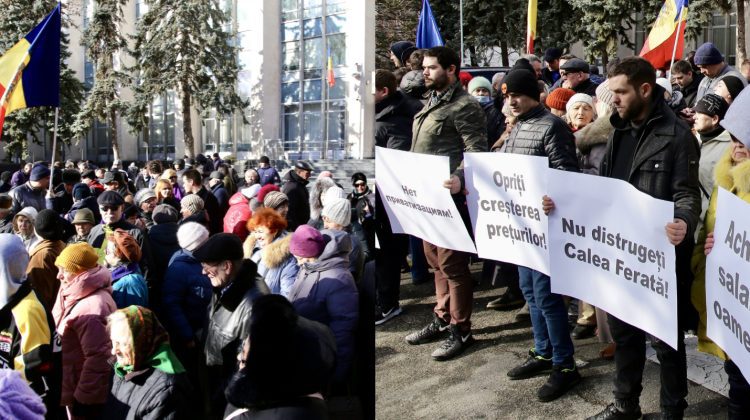 VIDEO Protest al comuniştilor şi socialiştilor la Guvern. Vodă: Executivul respectă dreptul la întruniri