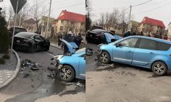 VIDEO Tesla, Renault și Volvo, implicate într-un accident violent, la Durlești. O șoferiță, transportată la spital