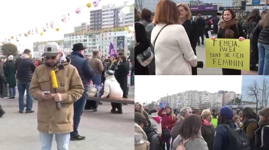 VIDEO Traian, la marșul feminist din centrul Capitalei. Deputați și miniștri s-au alăturat evenimentului