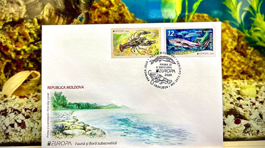 Poșta Moldovei a pus în circulație o marcă poștală. Prezintă flora și fauna subacvatică