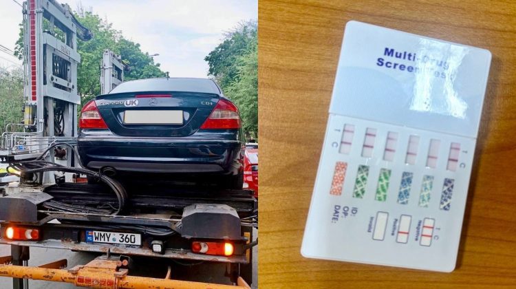 Un șofer drogat, stopat pe o stradă din Chișinău. Mercedesul i-a fost transportat la parcarea specială