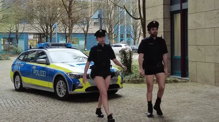 STOP CADRU Polițiștii bavarezi patrulează fără pantaloni. Este vorba de un protest