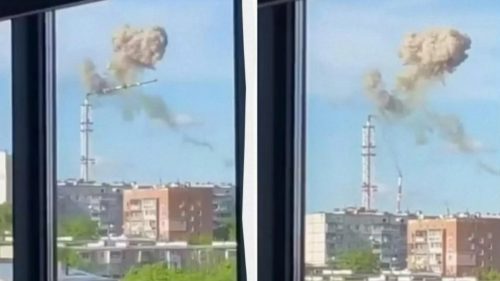 VIDEO Atac cu rachete rusești în regiunea Harkov! Turnul TV de 240 de metri din oraș a fost rupt în două