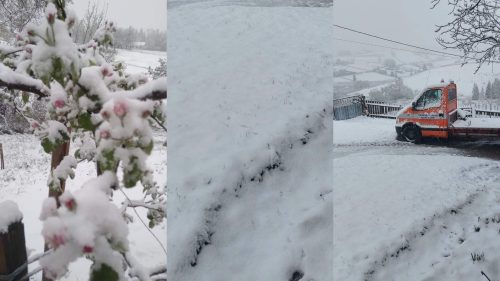 FOTO A nins puternic în România. Meteorologii anunță că precipitațiile se vor extinde