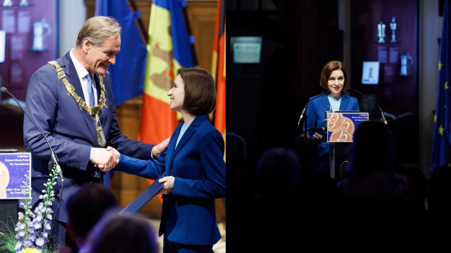 FOTO La Leipzig, Maia Sandu a primit premiul „Robert Blum pentru Democrație 2024”. Ce va face cu banii?