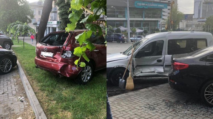 VIDEO Avea patine în loc de roți? Un automobil, filmat cum intră în plin într-o mașină parcată