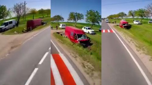VIDEO Accident grav pe drumul Rezina-Orhei. Un microbuz a ajuns în şanţ