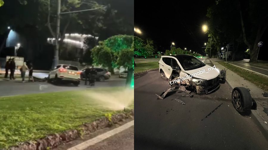 VIDEO Un automobil de model Hyundai, făcut zob pe bulevardul Dacia. Cine se afla la volan