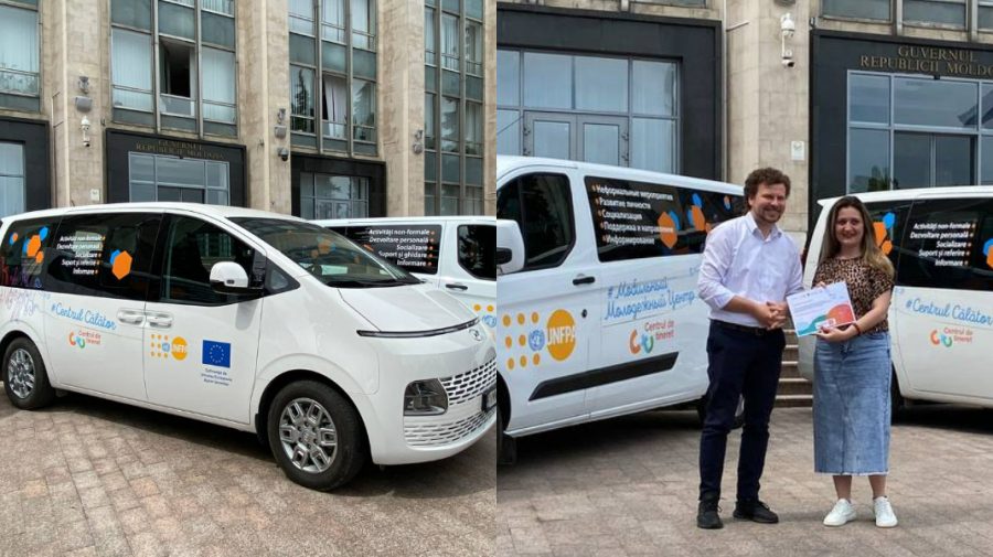 VIDEO/FOTO Investiții în dezvoltarea tinerilor din Moldova. Cinci microbuze, donate Centrelor de Tineret din țară