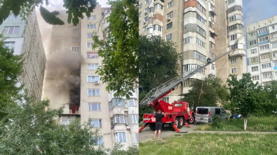 VIDEO Incendiu puternic în orașul Bălți. Un apartament a fost mistuit de flăcări