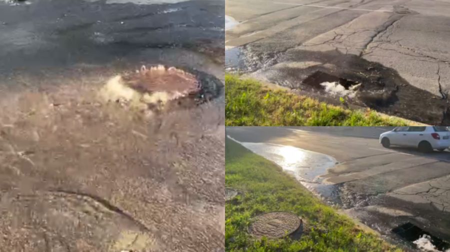 VIDEO Inundații matinale în centrul Capitalei. La două zile după lucrări de reparație, apa se scurge pe străzi