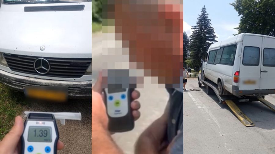 VIDEO Un șofer de microbuz, beat criță la volan, în raionul Briceni. Pasagerii au chemat poliția